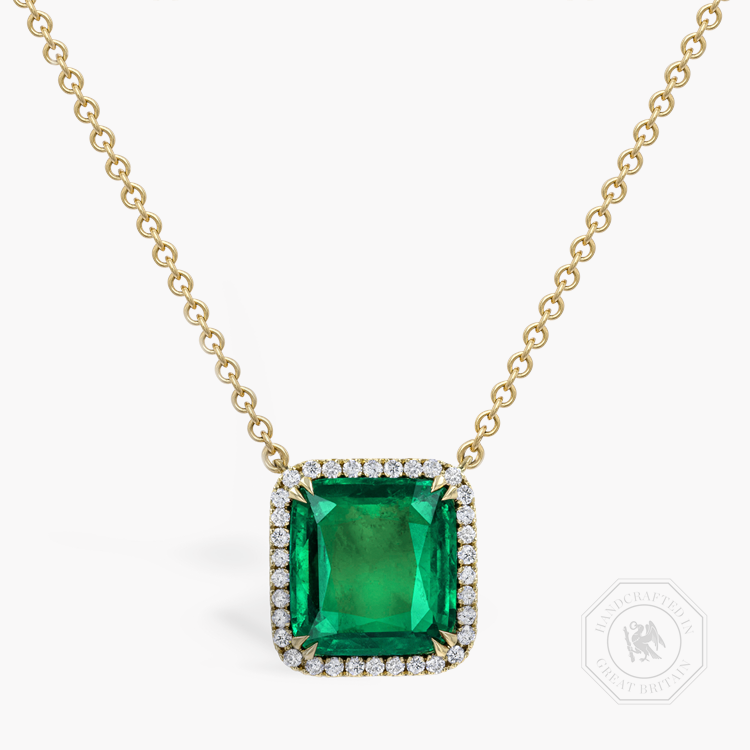 Masterpiece Celestial 5.58ct Muzo Emerald and Diamond Cluster Pendant Cushion Antique Cut, Claw Set_1