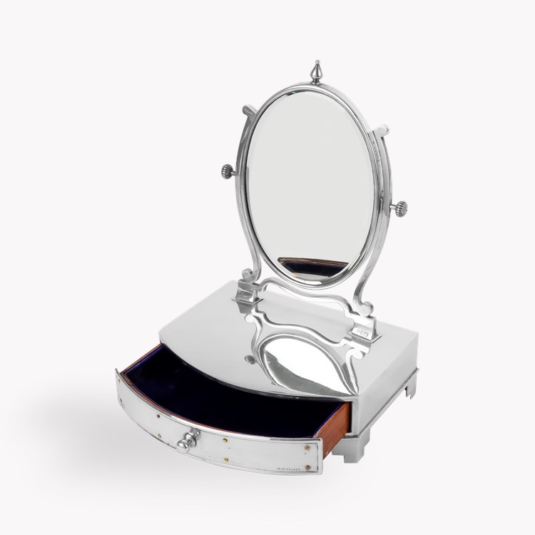 Silver Edward VII Jewellery Tray with Swivel Mirror Hallmarked London_4