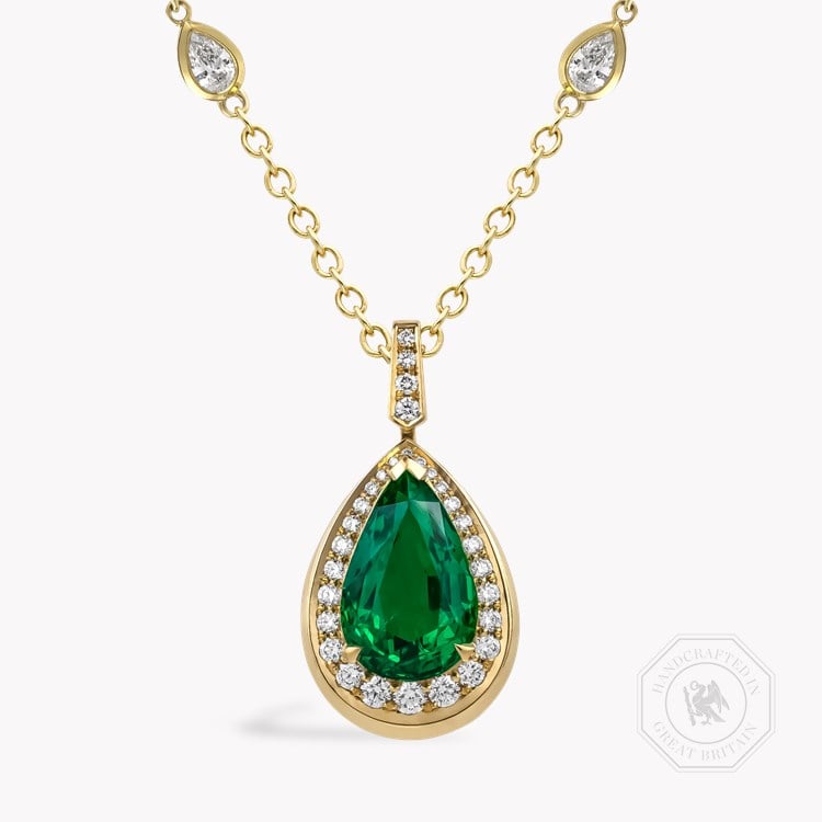 Pear Shaped 3.01ct Zambian Emerald and Diamond Pendant Pear Shaped, Claw Set_1