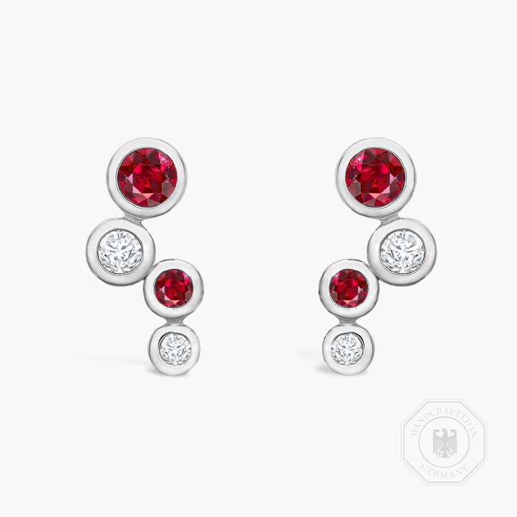 Bubbles Diamond and Ruby Earrings