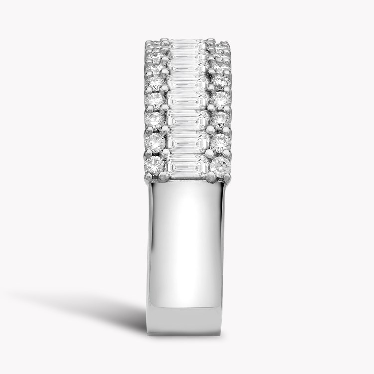 Baguette Cut Diamond Half Eternity Ring Baguette and Brilliant Cut, Three-Row, Claw Set_4