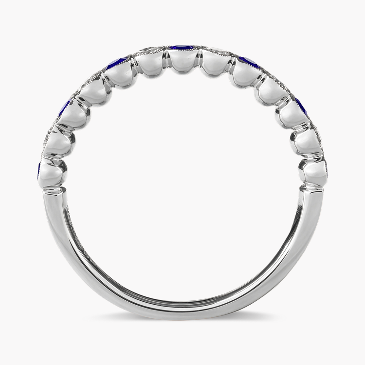Brilliant Cut 0.35ct Sapphire and Diamond Half Eternity Ring Brilliant Cut, Millegrain Set_3