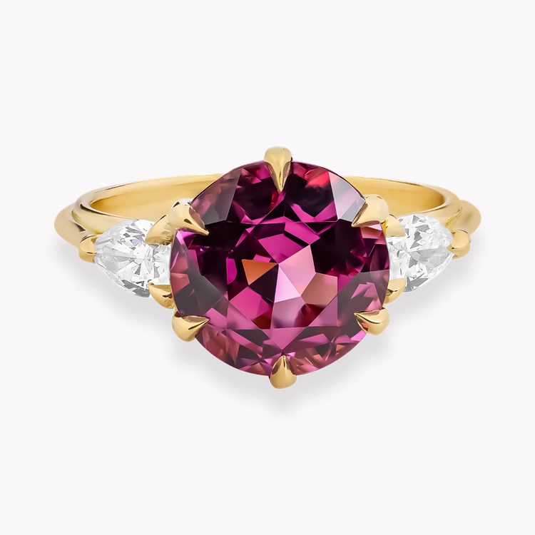 Brilliant Cut 4.44ct Kitulo Garnet and Diamond Ring Brilliant & Pear Cut, Claw Set_2