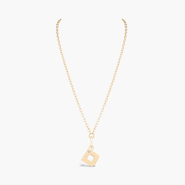 Letter D Diamond Pendant Charm Brilliant Cut, Rubover Set_2