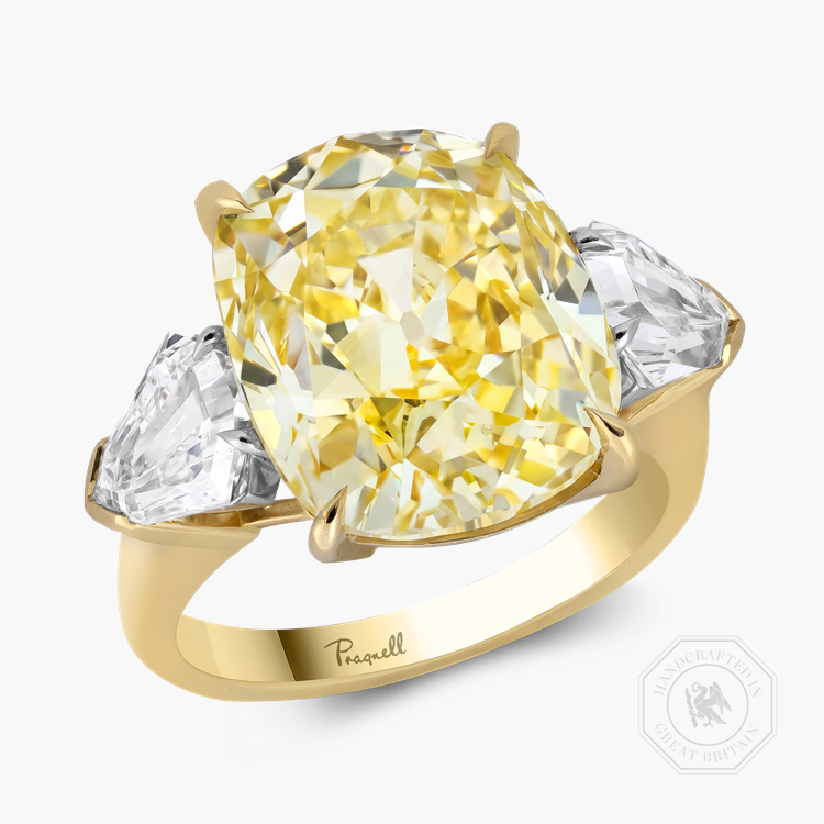 Masterpiece Cushion Cut 10.00ct Fancy Yellow Diamond Ring Modern Cushion Cut & Pear Shaped, Claw Set_1