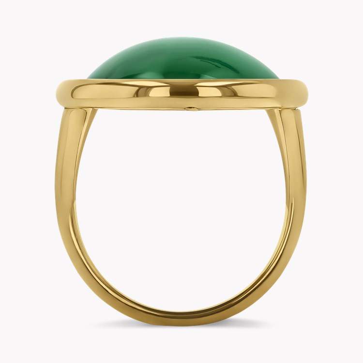 Contemporary Cabochon Cut 19.90ct Jadeite Solitaire Ring Cabochon Cut, Rubover Set_3
