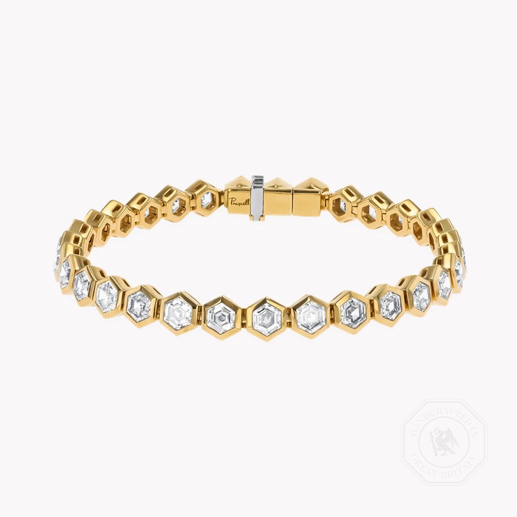 Honeycomb 10.05ct Diamond Line Bracelet Hexagonal Cut, Rubover Set_1