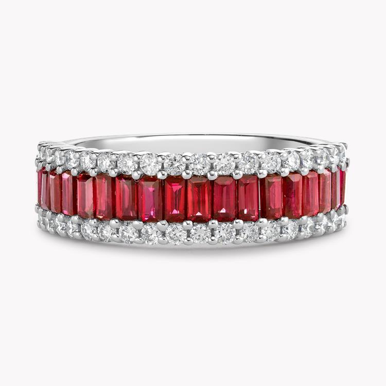 Ruby and Diamond Eternity Ring Baguette Cut, Brilliant Cut, Half Eternity_2