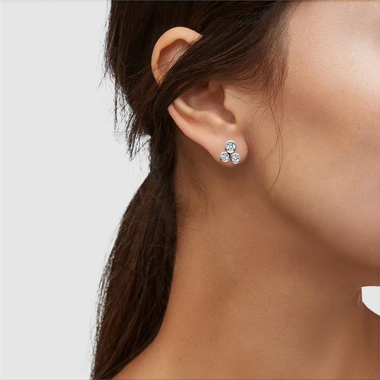 Bubbles Diamond Stud Earrings 0.86CT in White Gold Brilliant Cut, Rubover Set_10