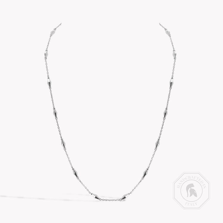 Mini-Cleopatra Gold Faceted Barrel Link Chain 45cm Necklace    in 18ct White Gold