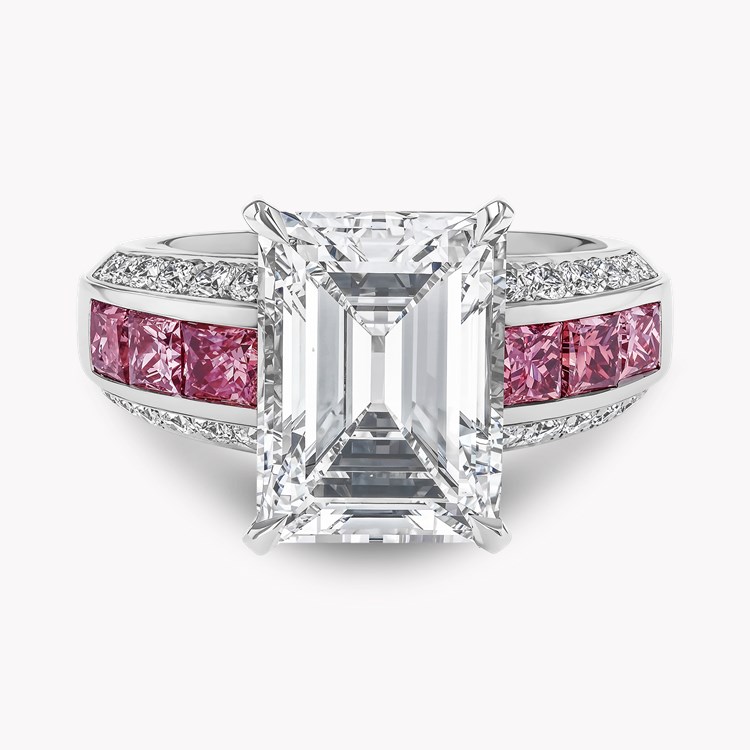 Emerald Cut Diamond Big Pink Diamond Engagement Rings Round Cut