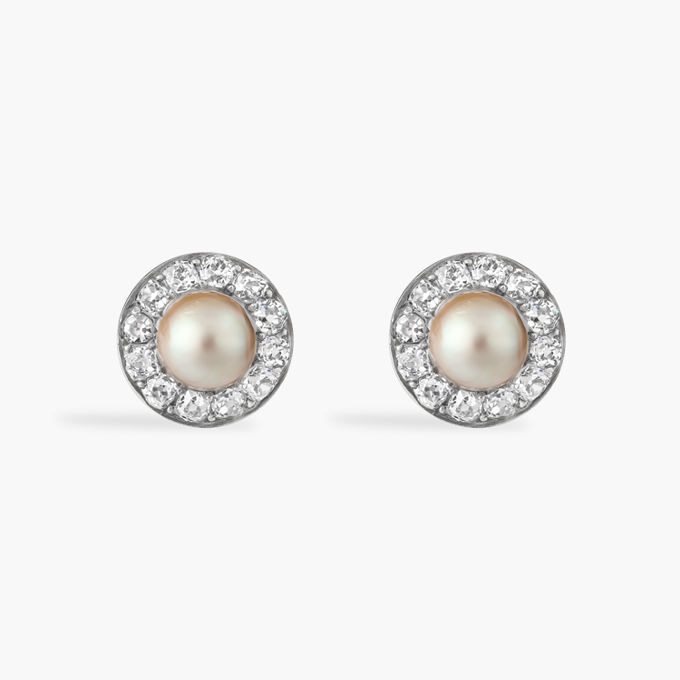 Belle Époque Natural Pearl and Old Cut Diamond Cluster Earrings Old Cut, Thread Set_1