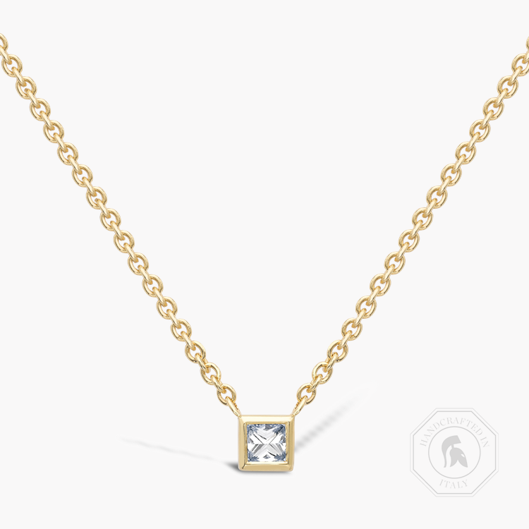 RockChic Diamond Solitaire Pendant Princess Cut. Rubover Set_1