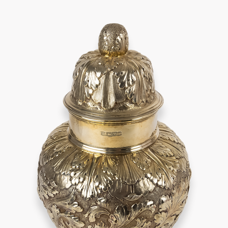 George V Silver-gilt Ginger Jar Hallmarked Chester_2