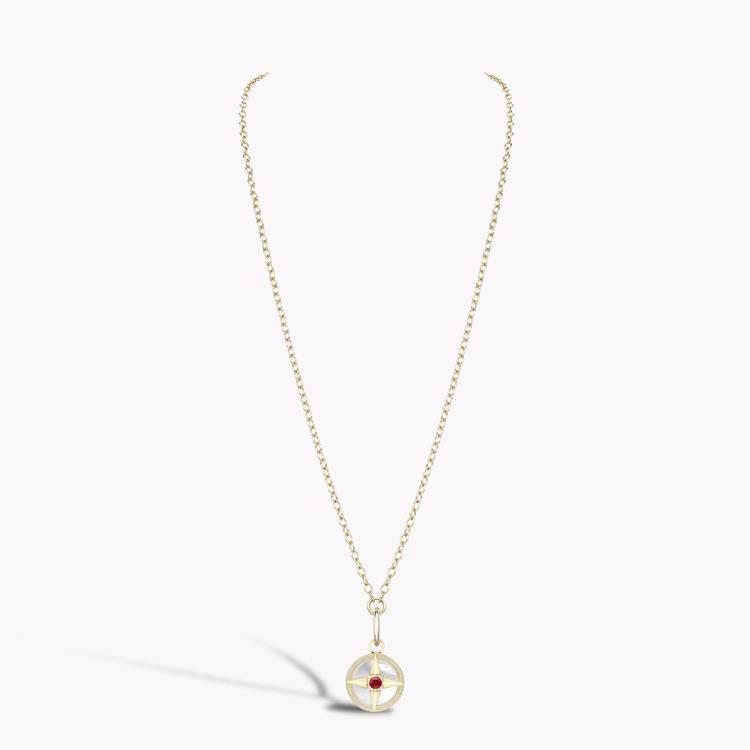 Ruby (July), Mother of Pearl and Diamond Pendant Charm Brilliant Cut Rubover & Claw Set_4