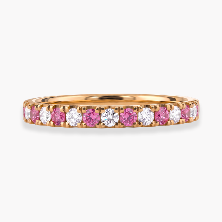 Brilliant Cut Pink Sapphire and Diamond Half Eternity Ring Brilliant cut, Claw set_2