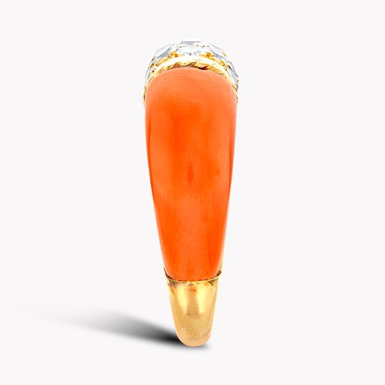 Van Cleef & Arpels Coral and Diamond Philippine Ring in 18ct Yellow Gold Brilliant cut, Claw set_4