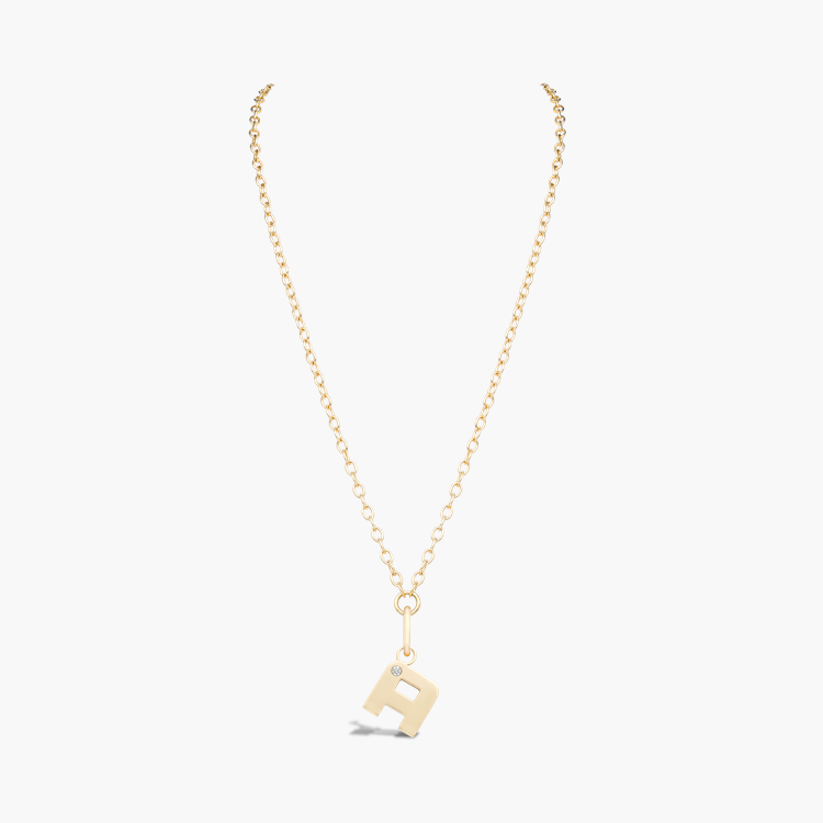 Letter A Diamond Pendant Charm Brilliant Cut, Rubover Set_2