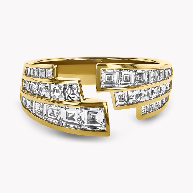 Manhattan 1.73ct Diamond Three Row Cross Over Ring Carre Cut, Channel Set_2