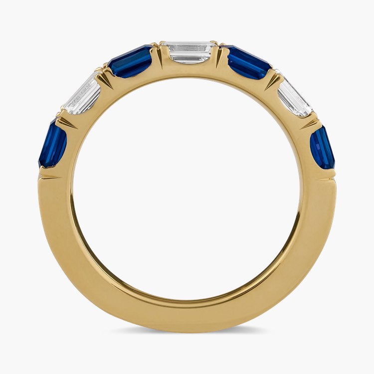 Emerald Cut 1.35ct Sapphire and Diamond Half Eternity Ring Emerald Cut, Claw Set_3