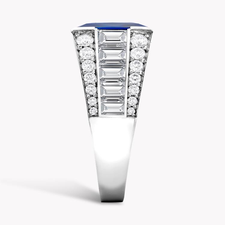 Masterpiece Kashmir Sapphire & Diamond Ring  4.21CT in Platinum Square Cut, Tapered Baguette Diamond Shoulders, Claw Set_4