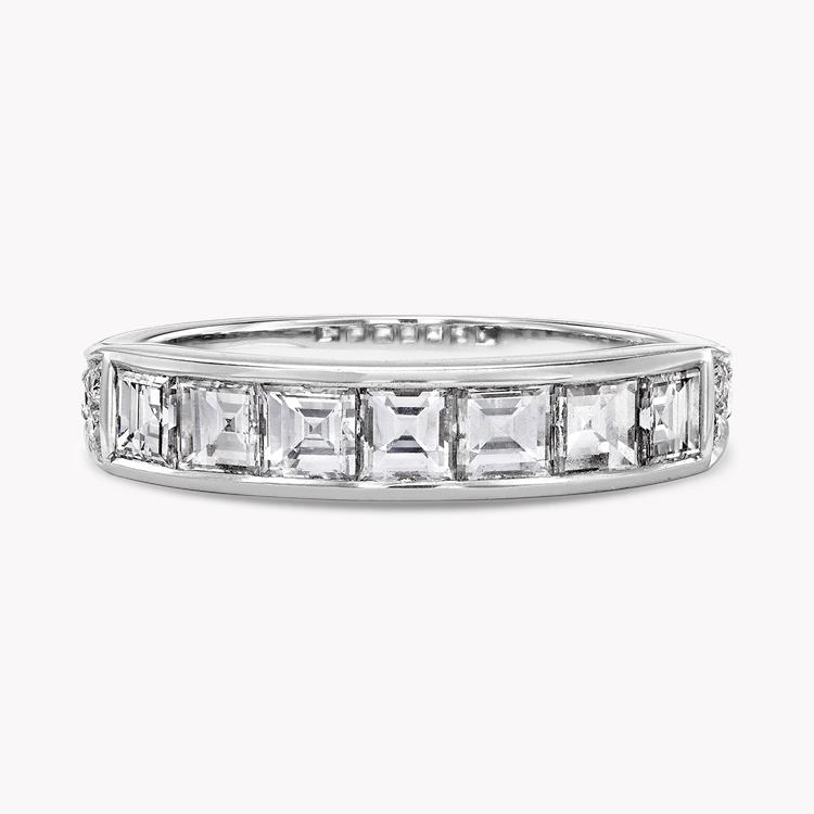 Antrobus Diamond 7 Stone Ring Carré Cut, Rub Over Set, Diamond Shoulders_2