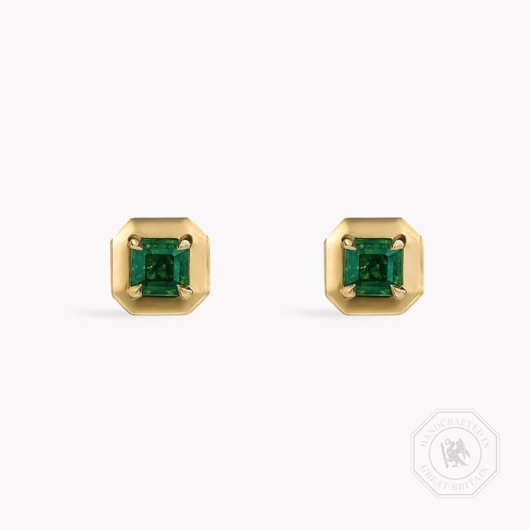 Skimming Stone 0.87ct Emerald Stud Earrings Emerald Cut, Claw Set_1