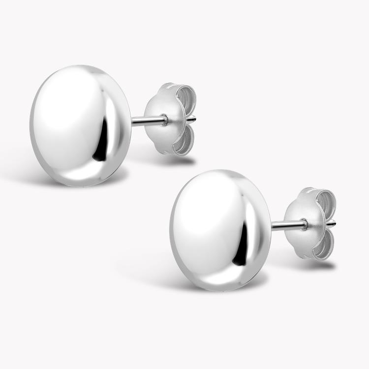 Button Stud Earrings in 18CT White Gold _2