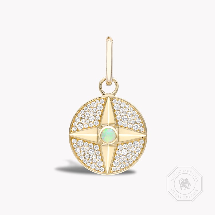 Opal (October) and Diamond Pendant Charm Brilliant Cut Rubover & Claw Set_1