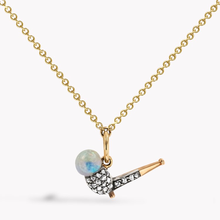 Victorian Opal and Diamond Pipe Pendant Cabochon Cut_1