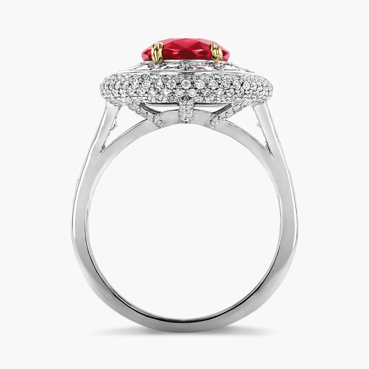 Masterpiece 4.13ct Burmese Ruby and Diamond Cluster Ring Oval Cut, Claw Set_3