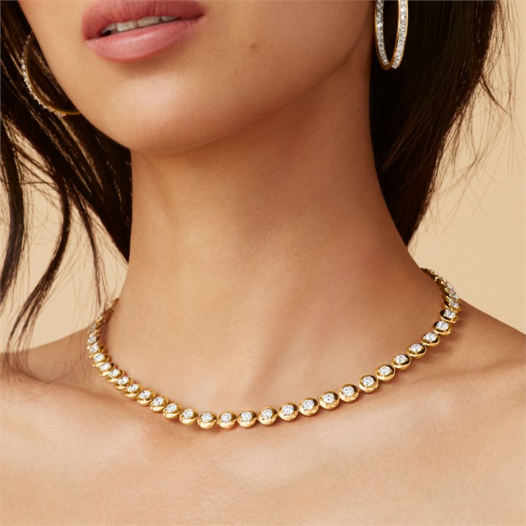 Skimming Stone 16.10ct Botswana Diamond Necklace Brilliant cut, Claw set_10