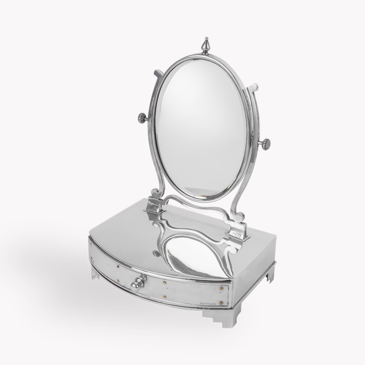 Silver Edward VII Jewellery Tray with Swivel Mirror Hallmarked London_1