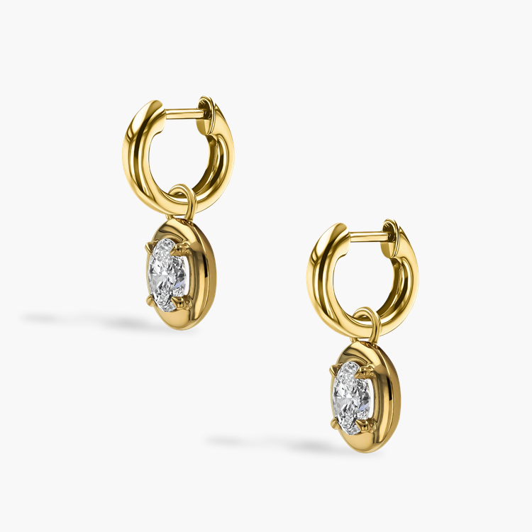 Skimming Stone 1.02ct Oval Diamond Hoop Drop Earrings Oval Cut, Claw Set_3