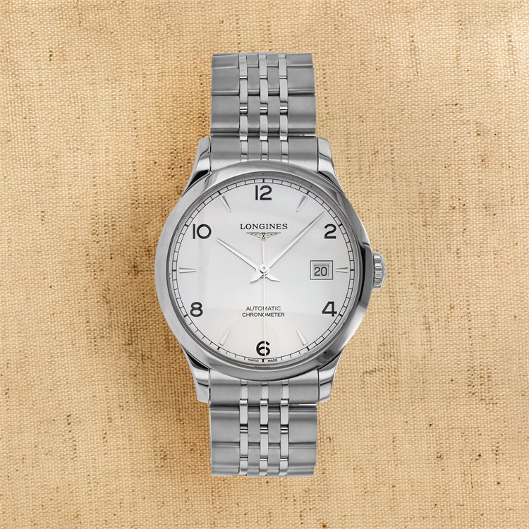 Pre-Owned Longines Record 38.5mm, Silver Dial, Arabic/Baton Numerals_1