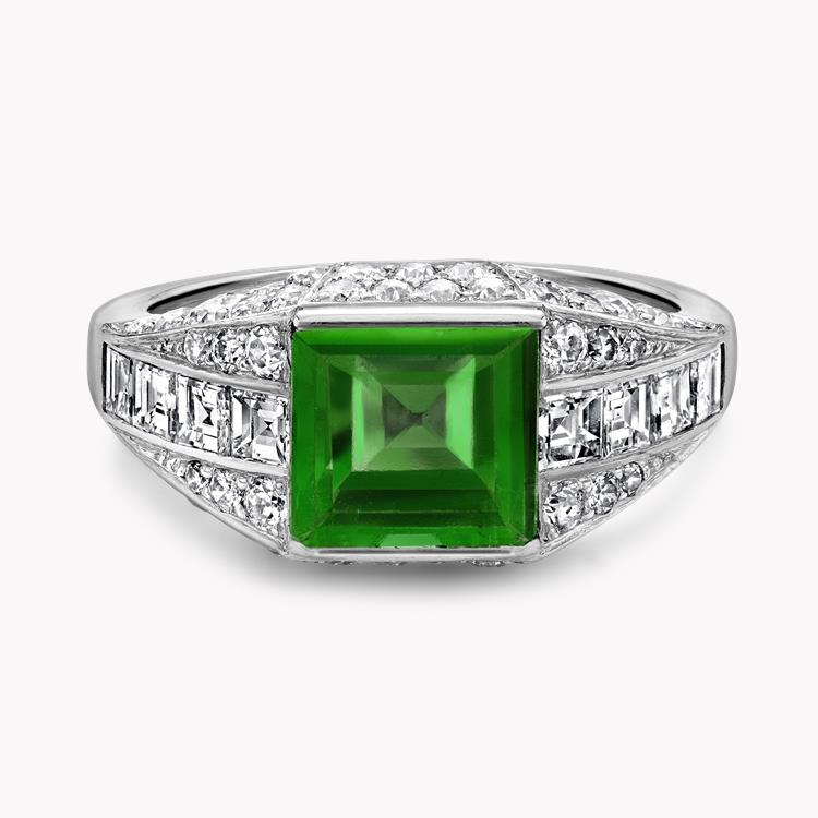 Art Deco Emerald and Diamond  Ring 2.00CT in Platinum Square, Carre and Brilliant Cut, Channel & Claw Set_2