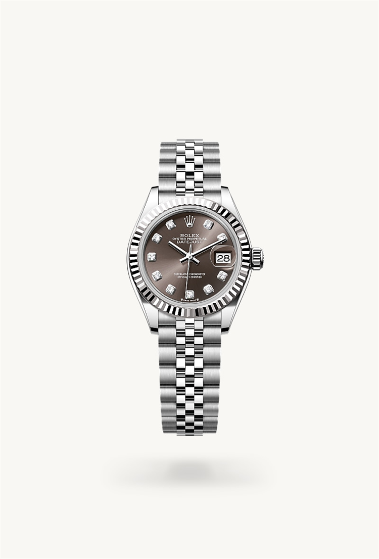 Lady-Datejust, Oyster, 28 mm, Oystersteel and white gold