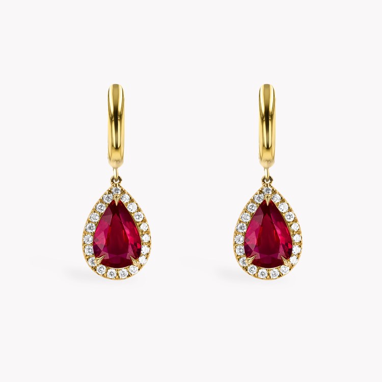 Pear Shaped 2.50ct Ruby and Diamond Drop Earrings Pear Shaped, Claw Set_2
