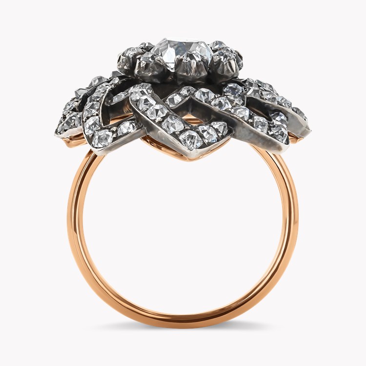 Victorian Old Cut 1.65ct Diamond Rosette Cluster Ring Old Mine Cut, Claw Set_3