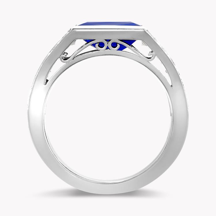 Masterpiece Kashmir Sapphire & Diamond Ring  4.21CT in Platinum Square Cut, Tapered Baguette Diamond Shoulders, Claw Set_3