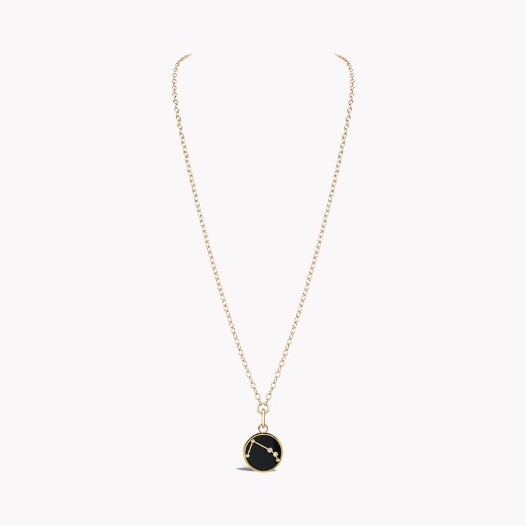 Constellation Diamond and Black Onyx Aries Pendant Charm Brilliant Cut, Rubover Set_3