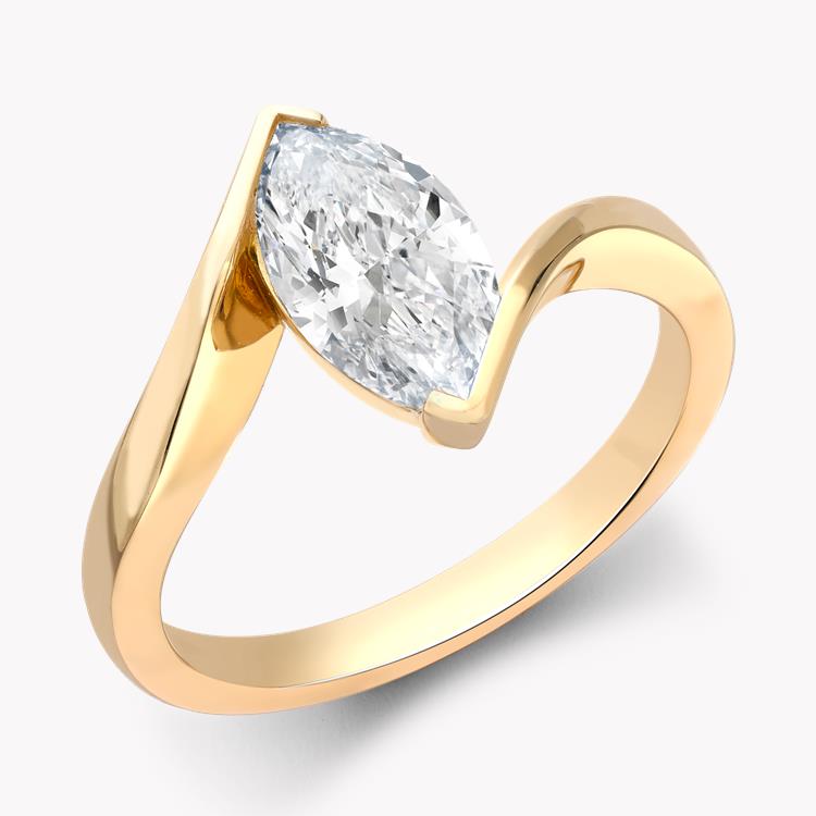 Marquise Diamond Twist Solitaire  1.15ct in 18ct Rose Gold Marquise Cut, Rubover Set_1