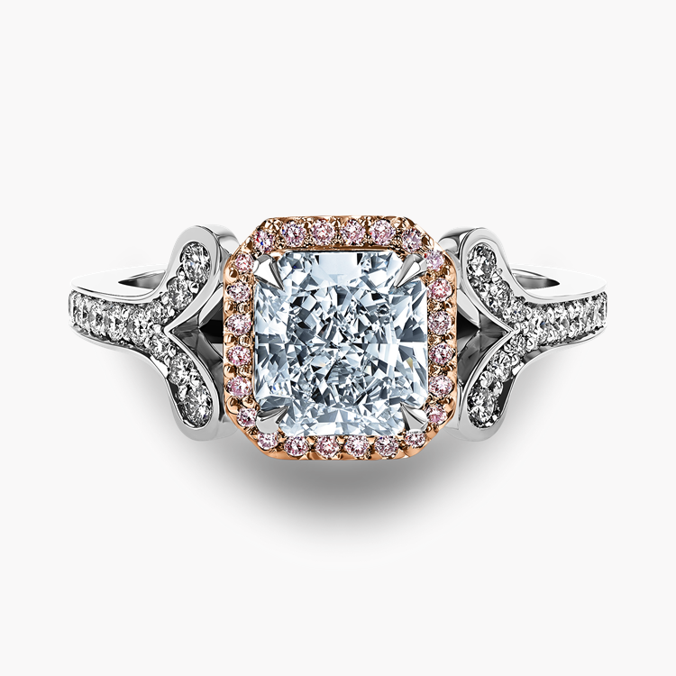 Masterpiece Cléo 1.57ct Light Blue Diamond Cluster Ring Radiant Cut, Claw Set_2