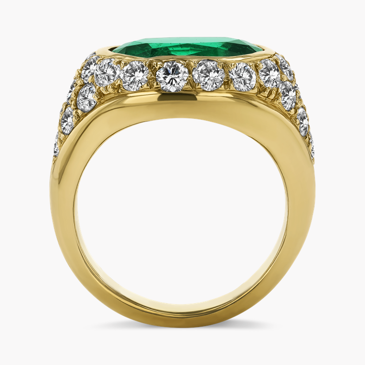 Retro Oval Cut 3.40ct Colombian Emerald and Diamond Dress Ring Oval Cut, Rubover Set_3