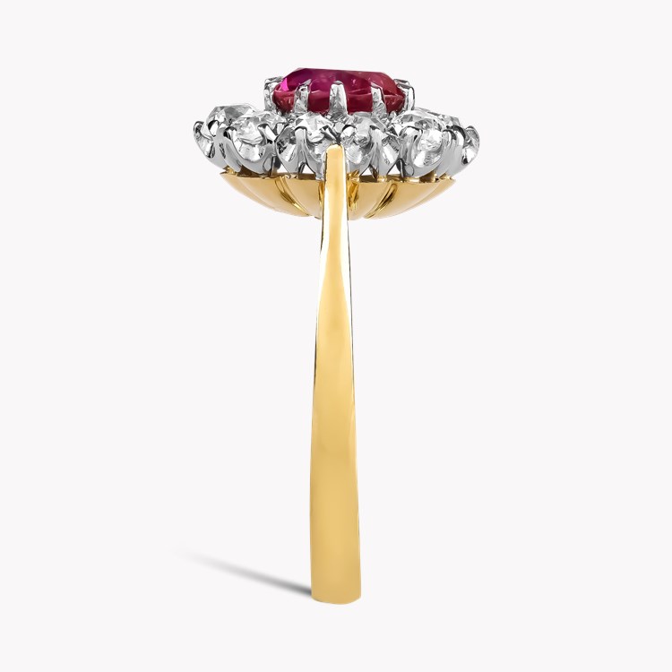 Oval Cut 1.10ct Burma Ruby and Diamond Cluster Ring Oval Cut, Claw Set_4