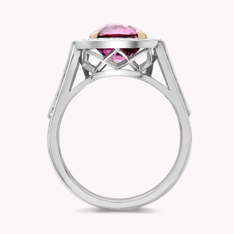 Pink Sapphire and Diamond Cluster Ring  4.51ct in Platinum Cushion & Brilliant Cut, Claw & Channel Set_3