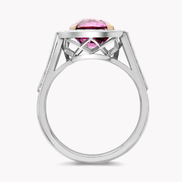 Pink Sapphire and Diamond Cluster Ring Cushion & Brilliant Cut, Claw & Channel Set_3