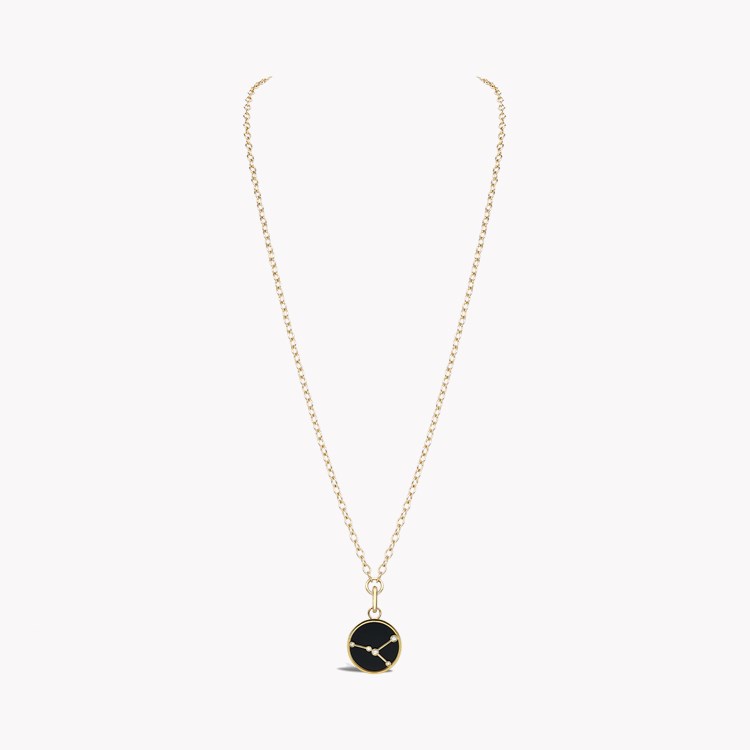 Constellation Diamond and Black Onyx Cancer Pendant Charm Brilliant Cut, Rubover Set_3