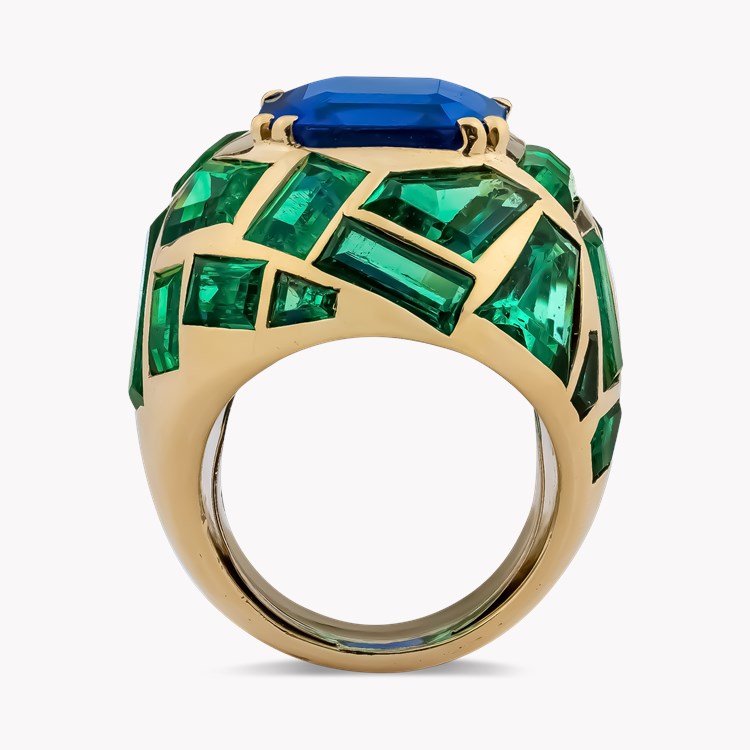 Suzanne Belperron Octagonal Cut 12.543ct Sapphire and Emerald BombÈ Ring Octagonal Cut, Claw Set_3