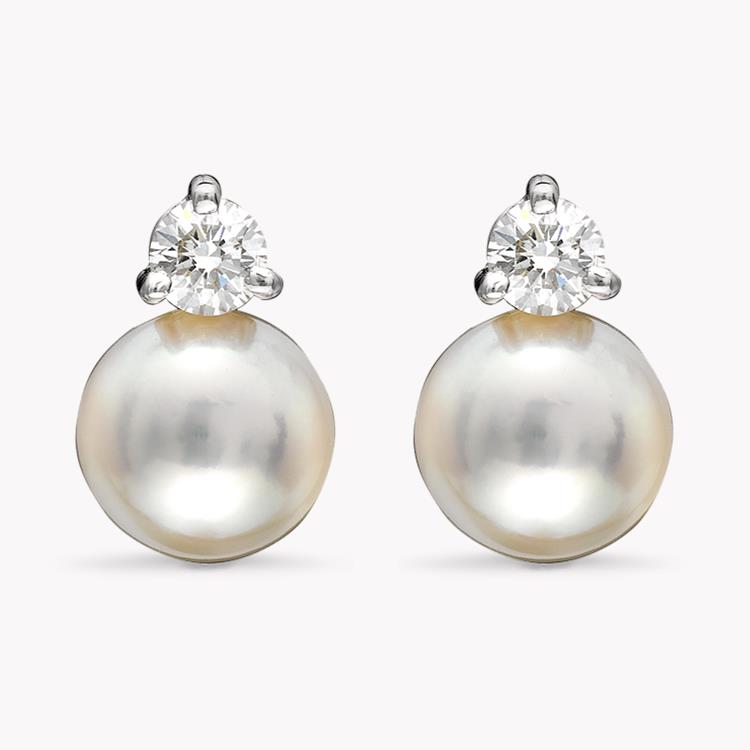 Akoya Pearl Earrings in 18CT White Gold 8.5 - 9mm Stud Earrings with 0.40CT Diamonds_1